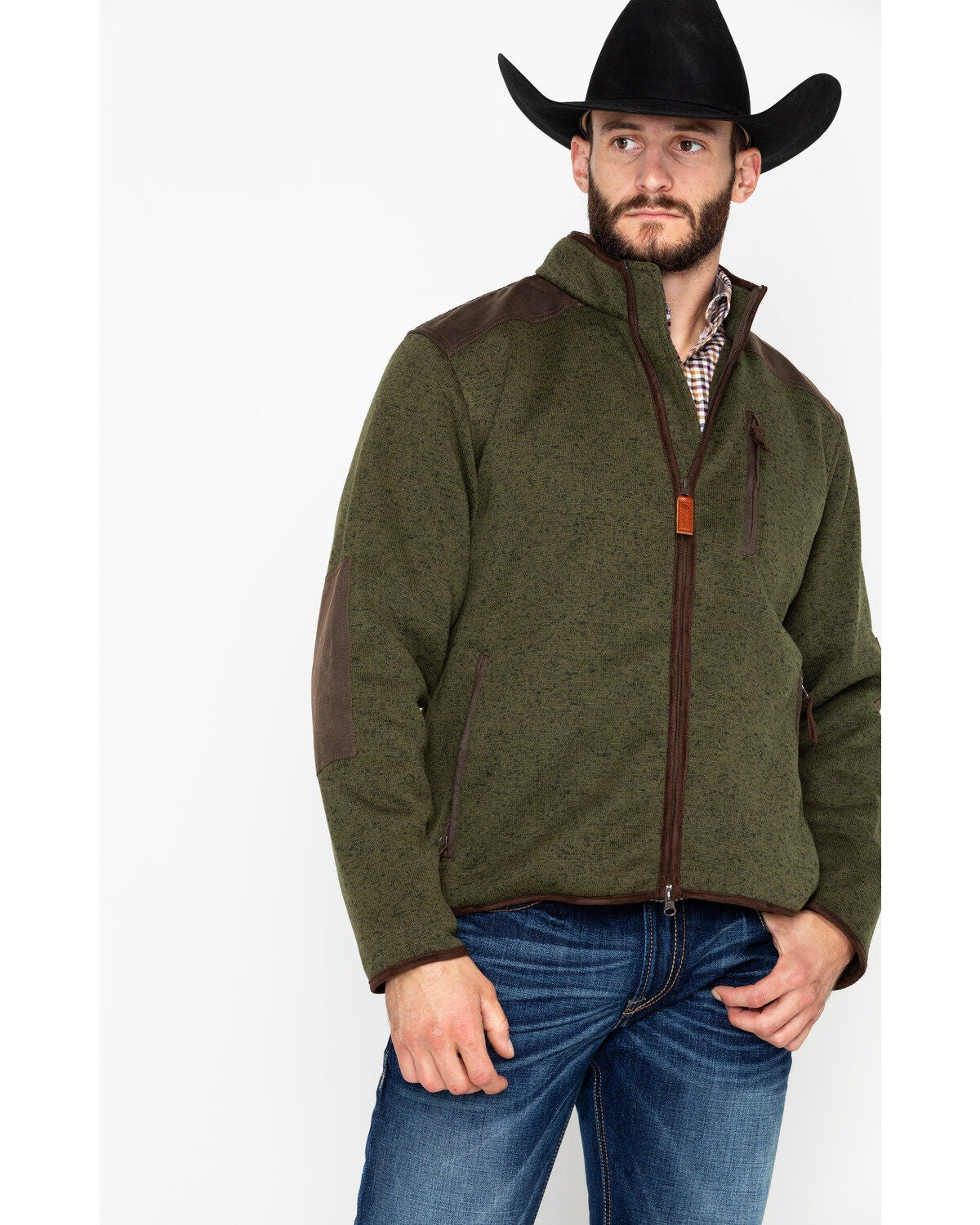 Outback Trading Co. Men's Garner Reinforced Zip-Up Jacket, Olive, hi-res