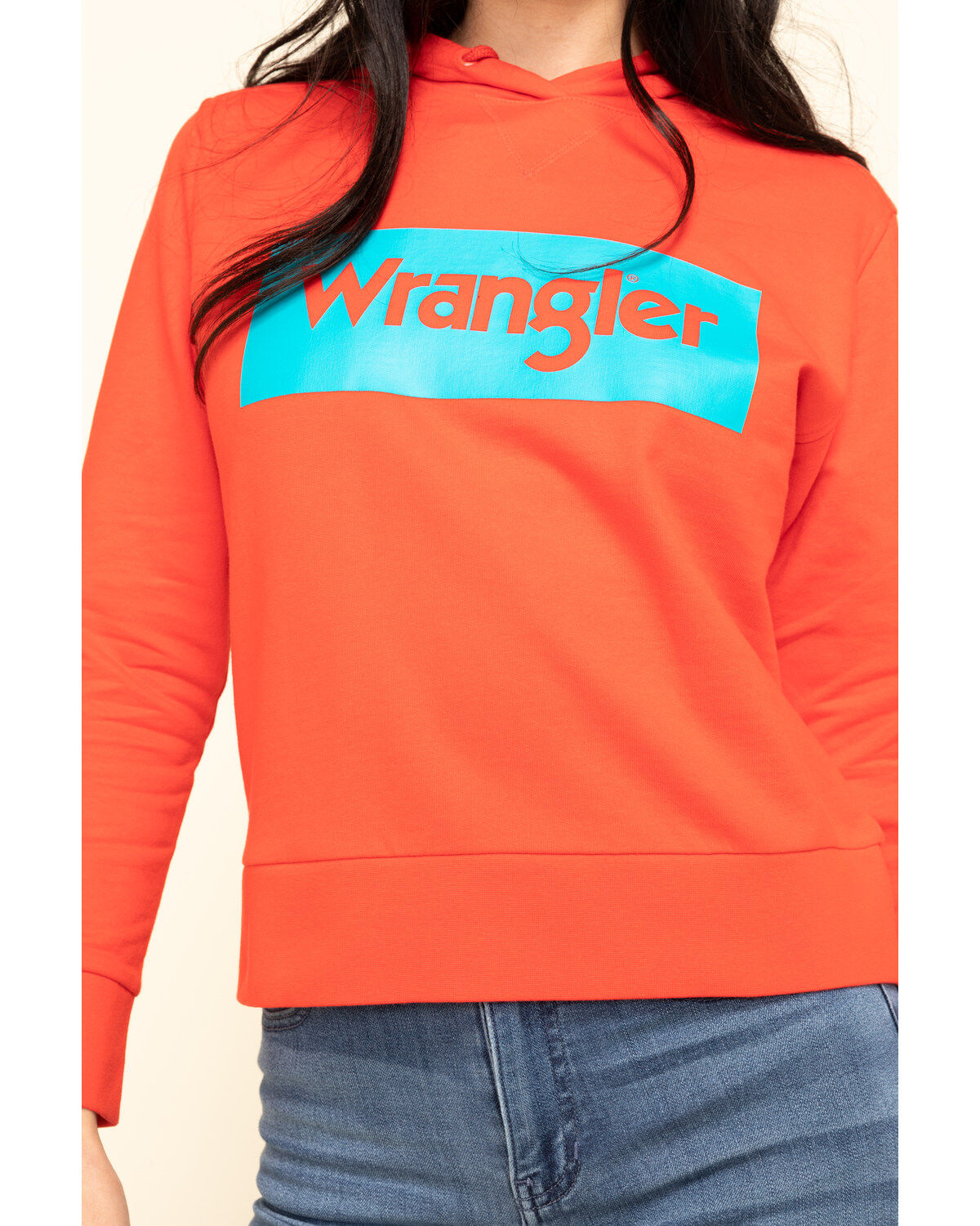 Image #4 - Wrangler Modern Women's Red High Rib Retro Sweatshirt Logo Hoodie, , hi-res