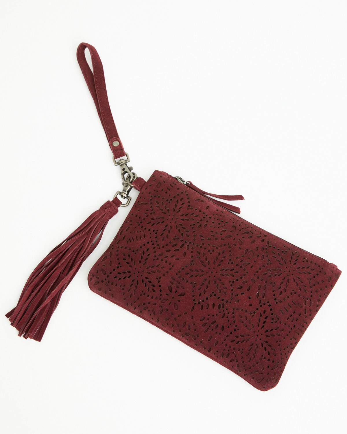 Image #2 - Shyanne Women's Avenly Floral Perforated Suede Wristlet Clutch, Cherry, hi-res