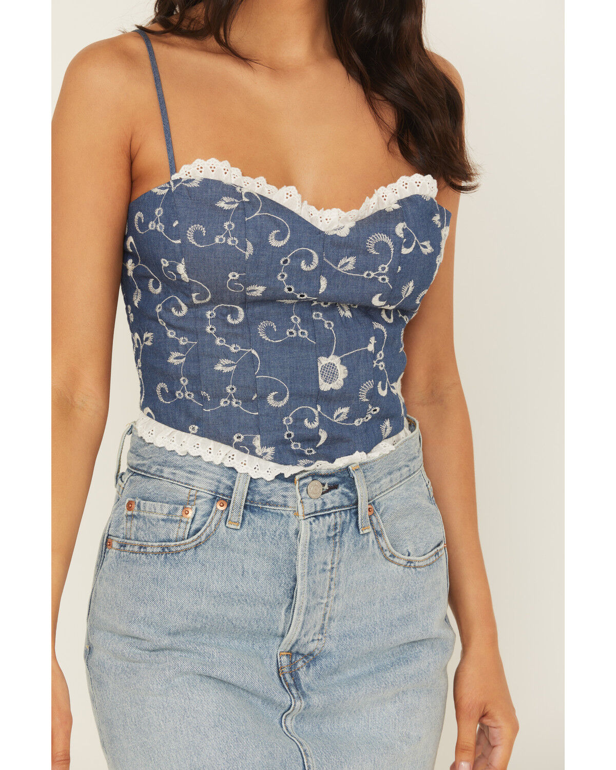 Product Name:  Shyanne Women's Embroidered Denim Corset
