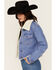 Image #3 - Wrangler Women's Medium Wash Sherpa Lined Denim Jacket, Medium Wash, hi-res