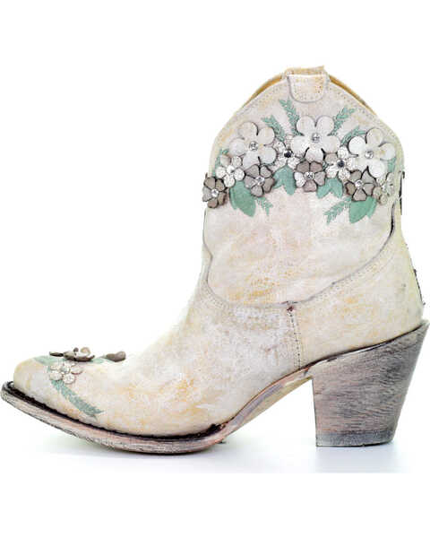 Image #4 - Corral Women's Floral Overlay Booties - Round Toe , , hi-res
