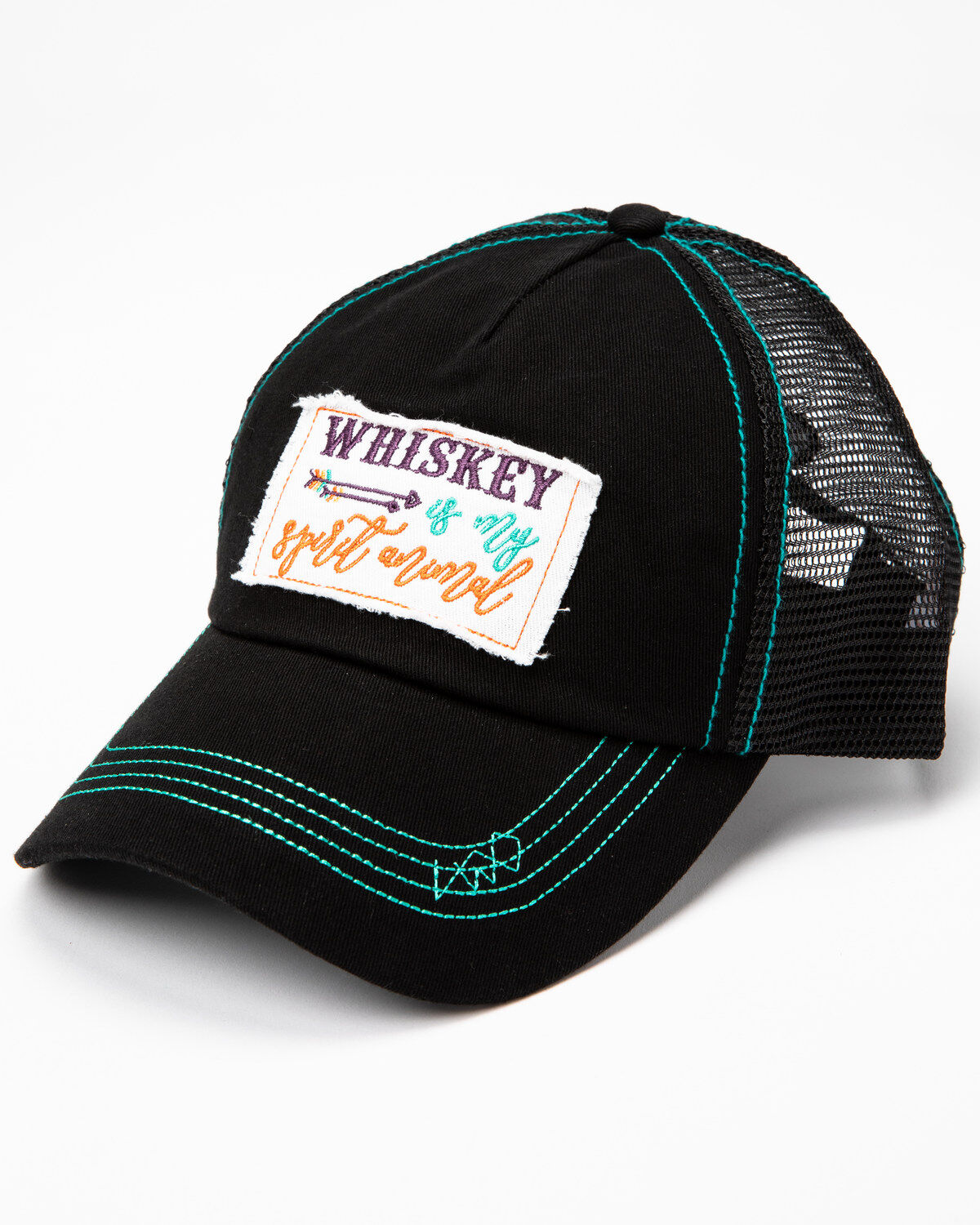 Image #1 - Shyanne Women's Whiskey Is My Spirit Animal Patch Cap , Black, hi-res