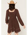 Image #4 - Shyanne Women's Piper Hanky Hem Embroidered Long Sleeve Mini Dress, Dark Brown, hi-res