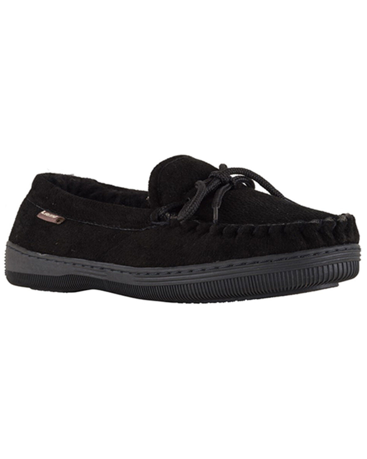 Image #1 - Lamo Footwear Men's Leather Moccasin Slippers - Moc Toe, Black, hi-res