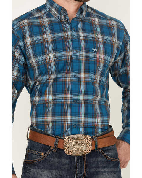 Image #3 - Ariat Men's Geron Plaid Print Long Sleeve Button-Down Western Shirt - Big, Blue, hi-res