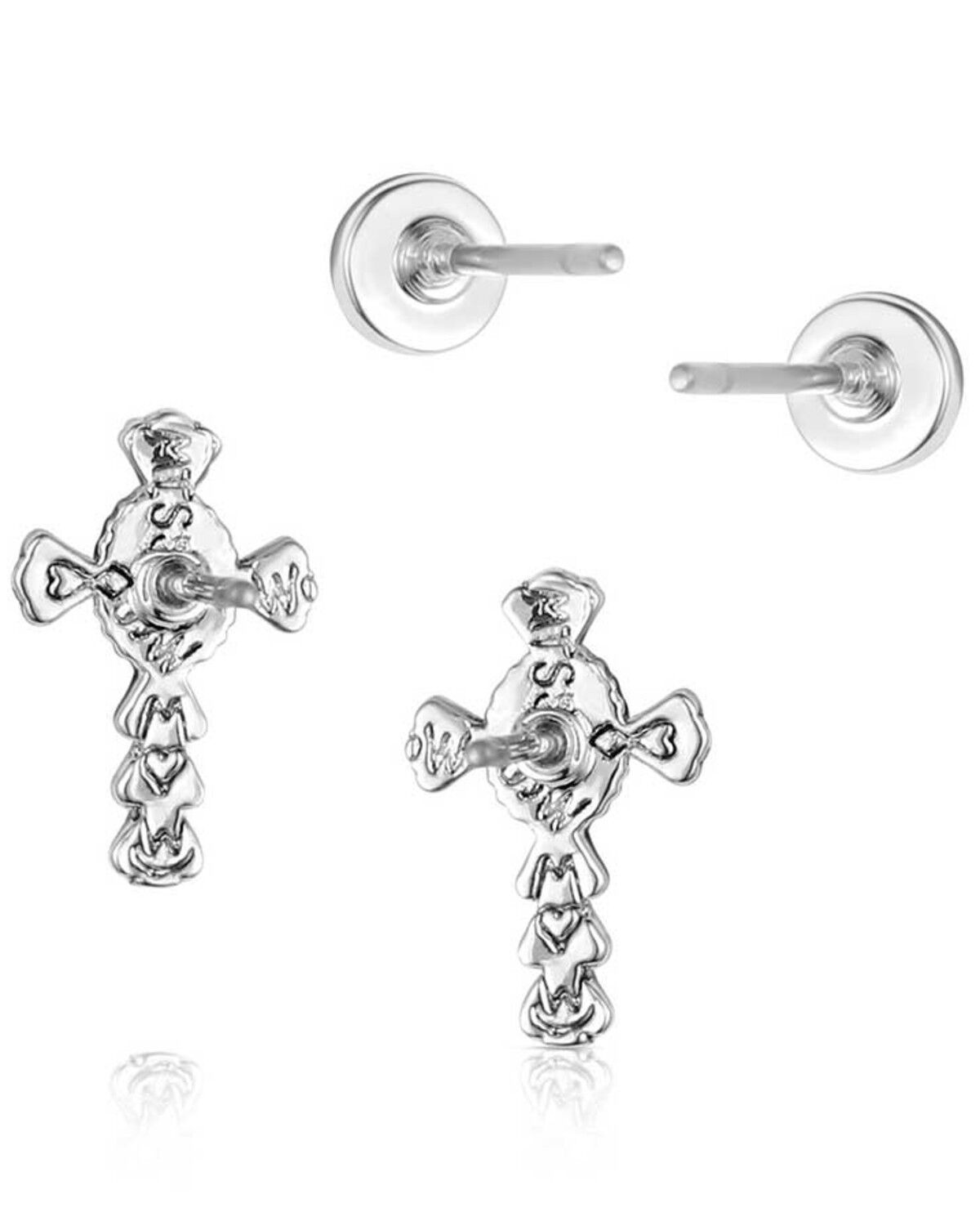 Image #2 - Montana Silversmiths Women's Cross Earring Set - 2 Piece, Silver, hi-res
