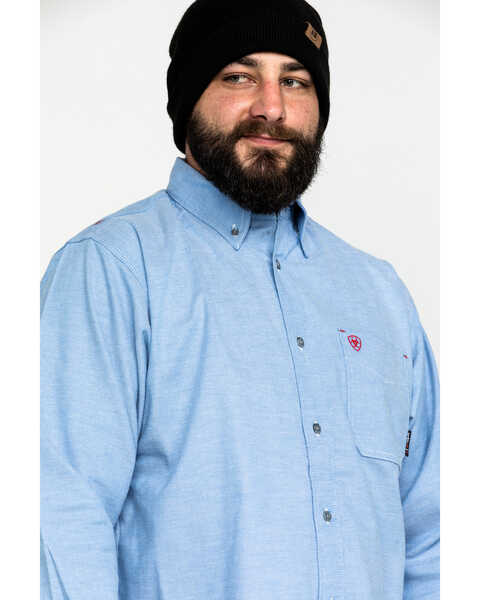 Image #5 - Ariat Men's FR Solid Durastretch Long Sleeve Work Shirt , Blue, hi-res