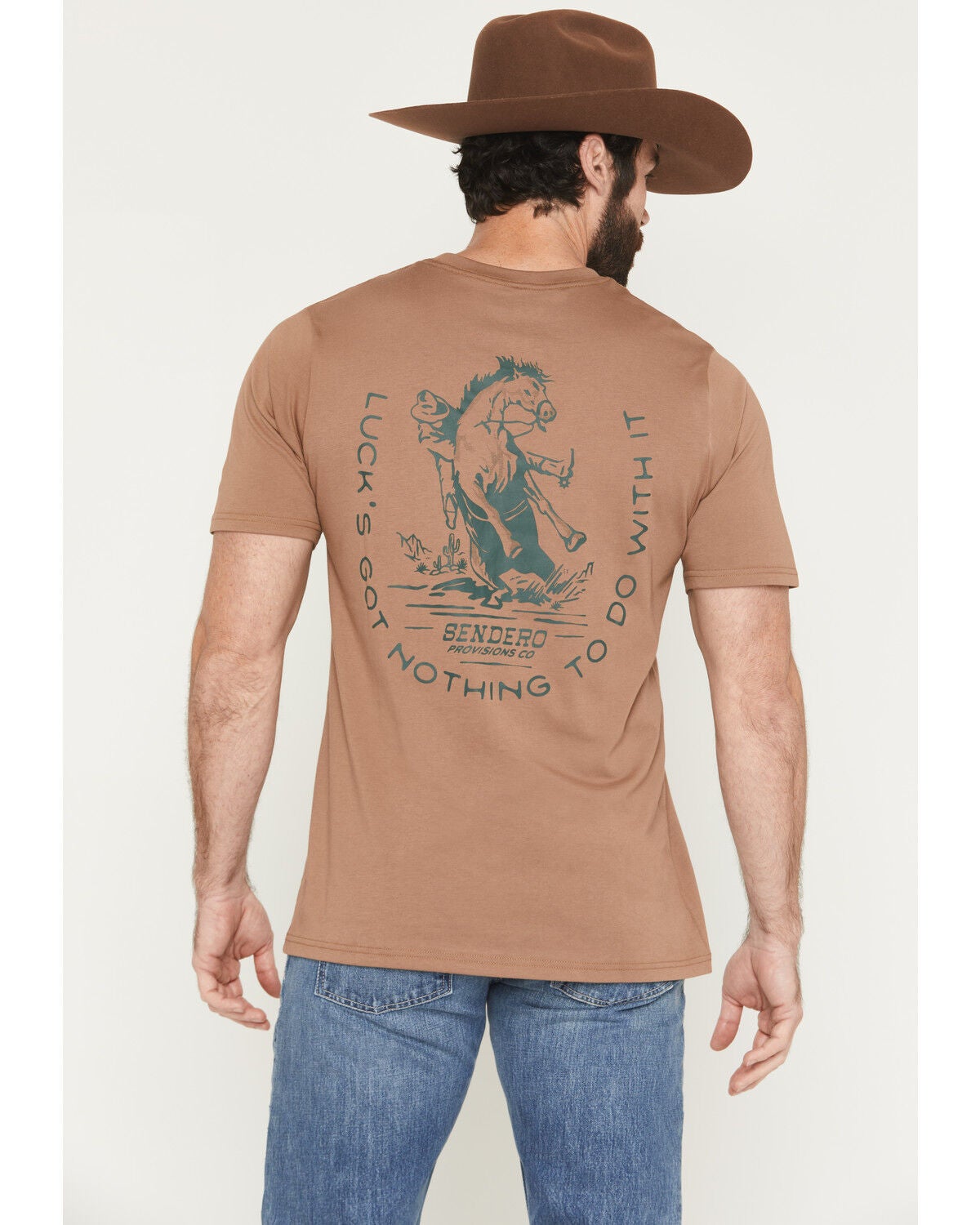 Sendero Provisions Men's No Luck Short Sleeve Graphic T-Shirt, Lt Brown, hi-res