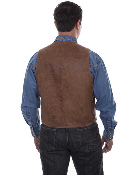 Image #2 - Scully Men's Vintage Leather Western Vest, , hi-res
