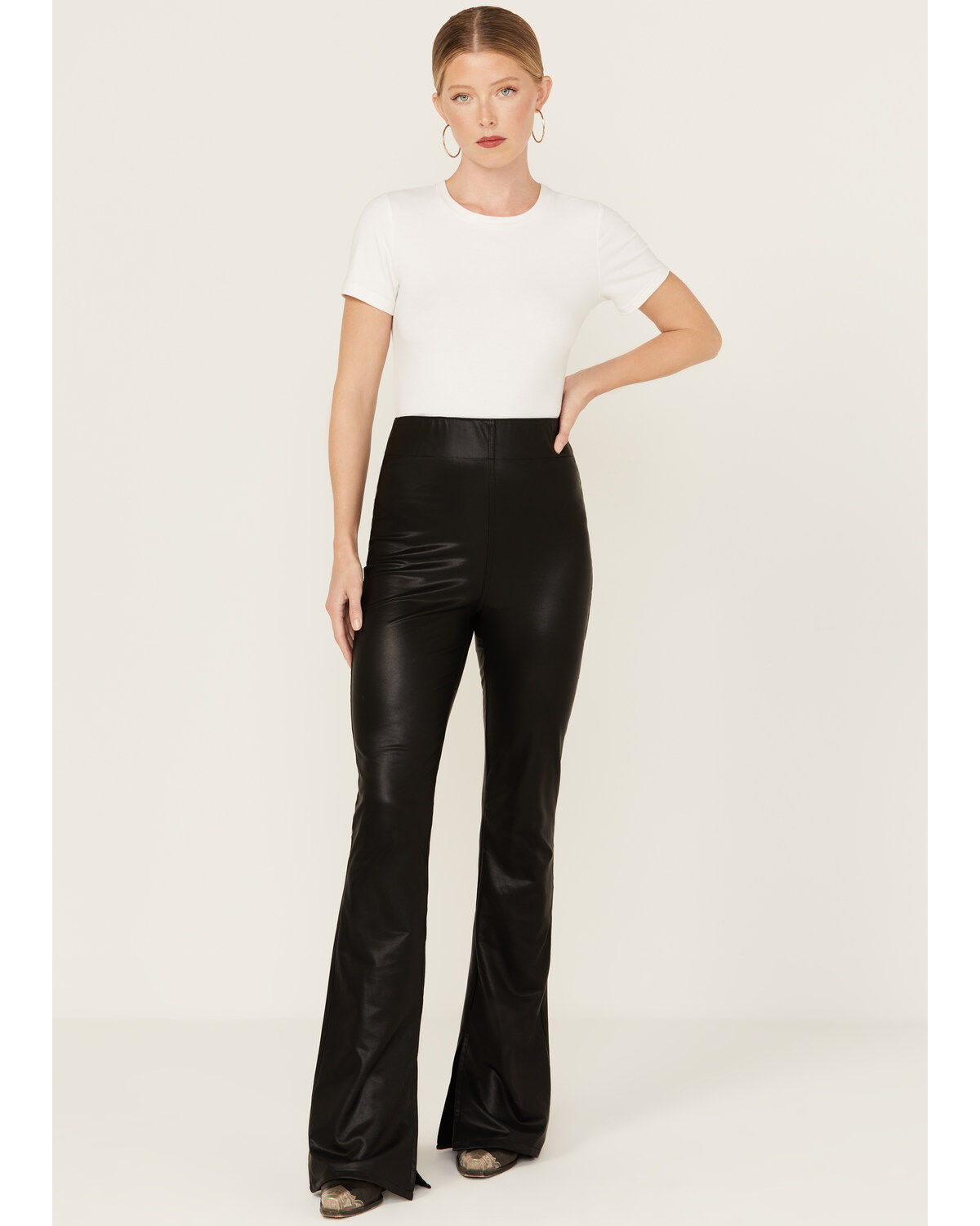 Image #1 - Show Me Your Mumu Women's Nashville Pull-On Faux Leather Flare Pants, , hi-res