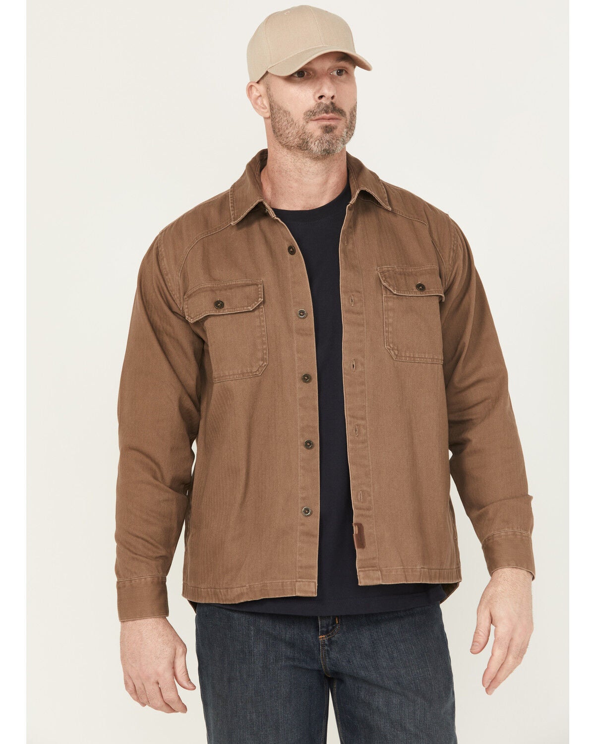 Thorogood Men's Stonewashed Herringbone Shirt Jacket, Lt Brown, hi-res