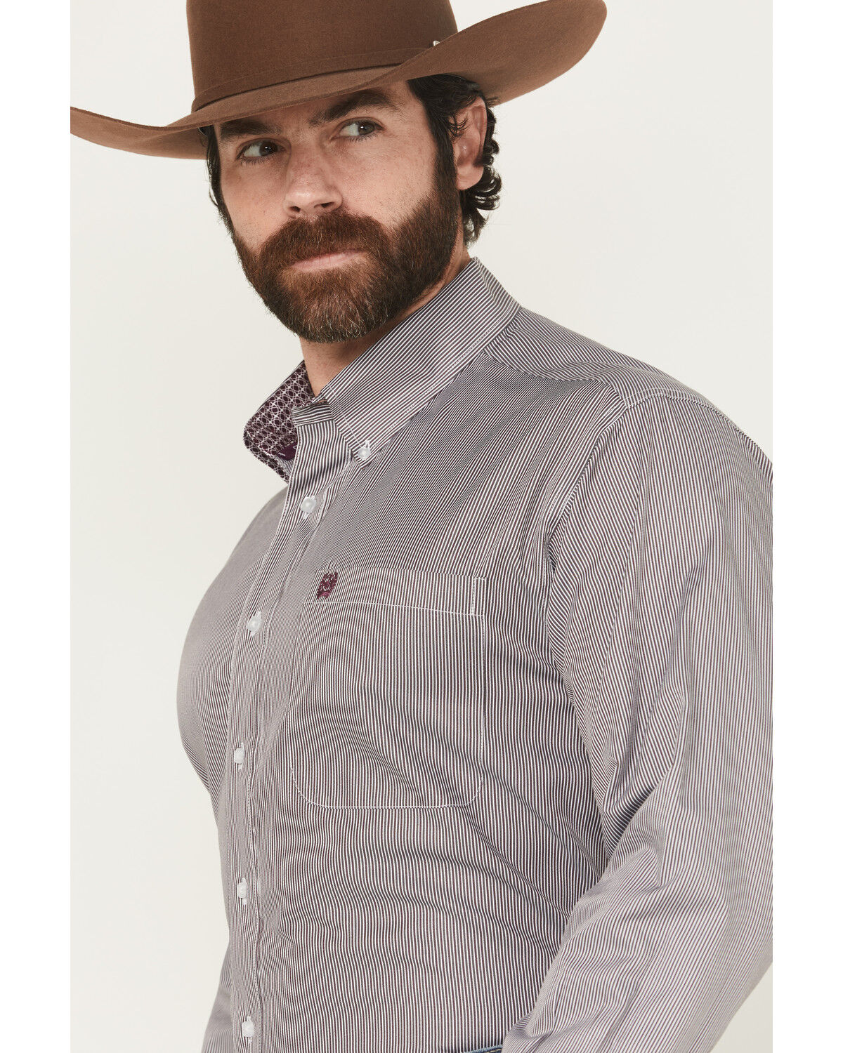 Image #2 - Cinch Men's Striped Print Long Sleeve Button-Down Western Shirt, Multi, hi-res
