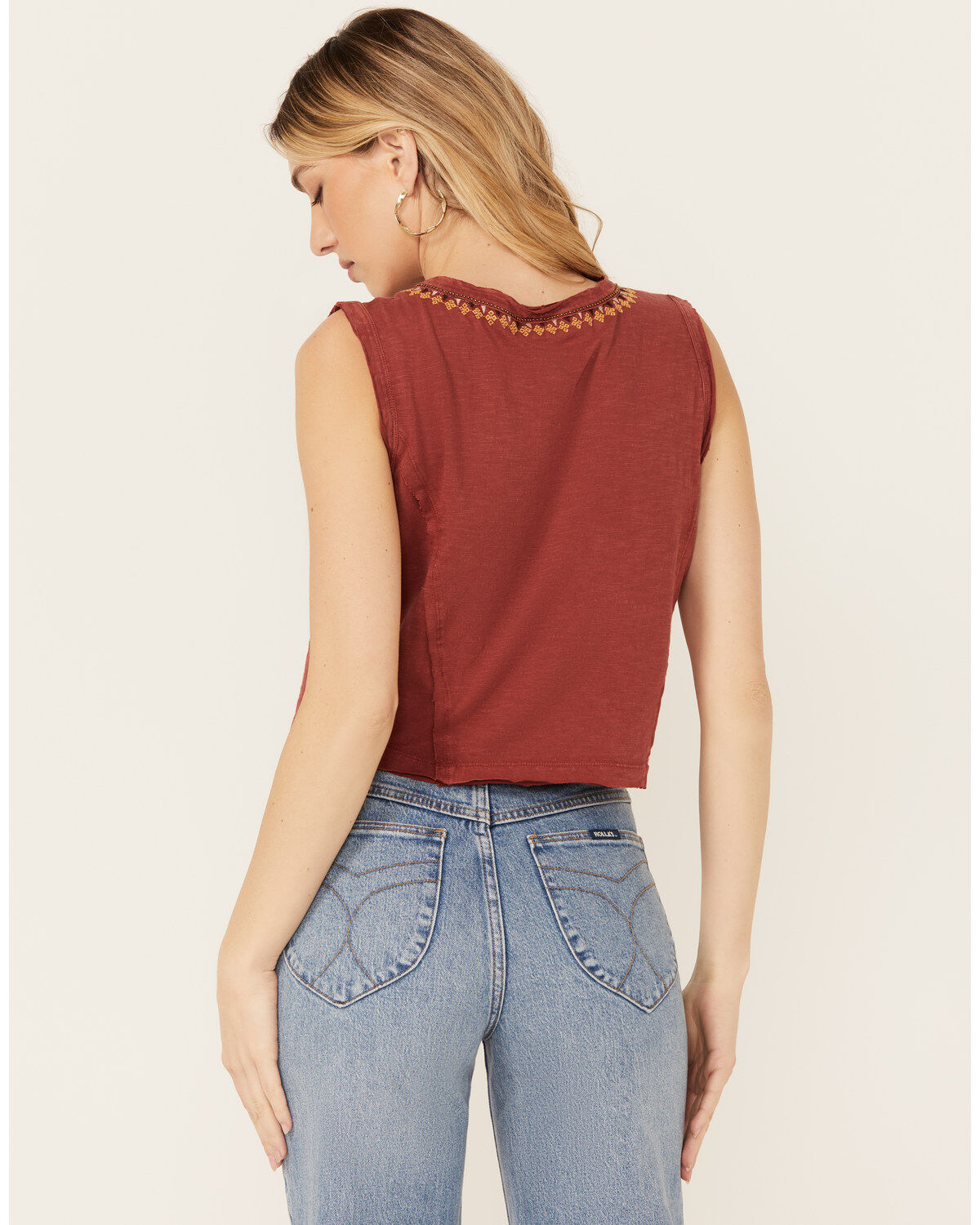 Image #4 - Shyanne Women's Embroidered Slub Jersey Top, Fired Brick, hi-res