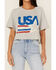 Show Me Your Mumu Women's USA Star Jimmy Cropped Tee, Heather Grey, hi-res