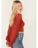Beyond The Radar Women's Long Puff Sleeve Corset Blouse, Rust Copper, hi-res