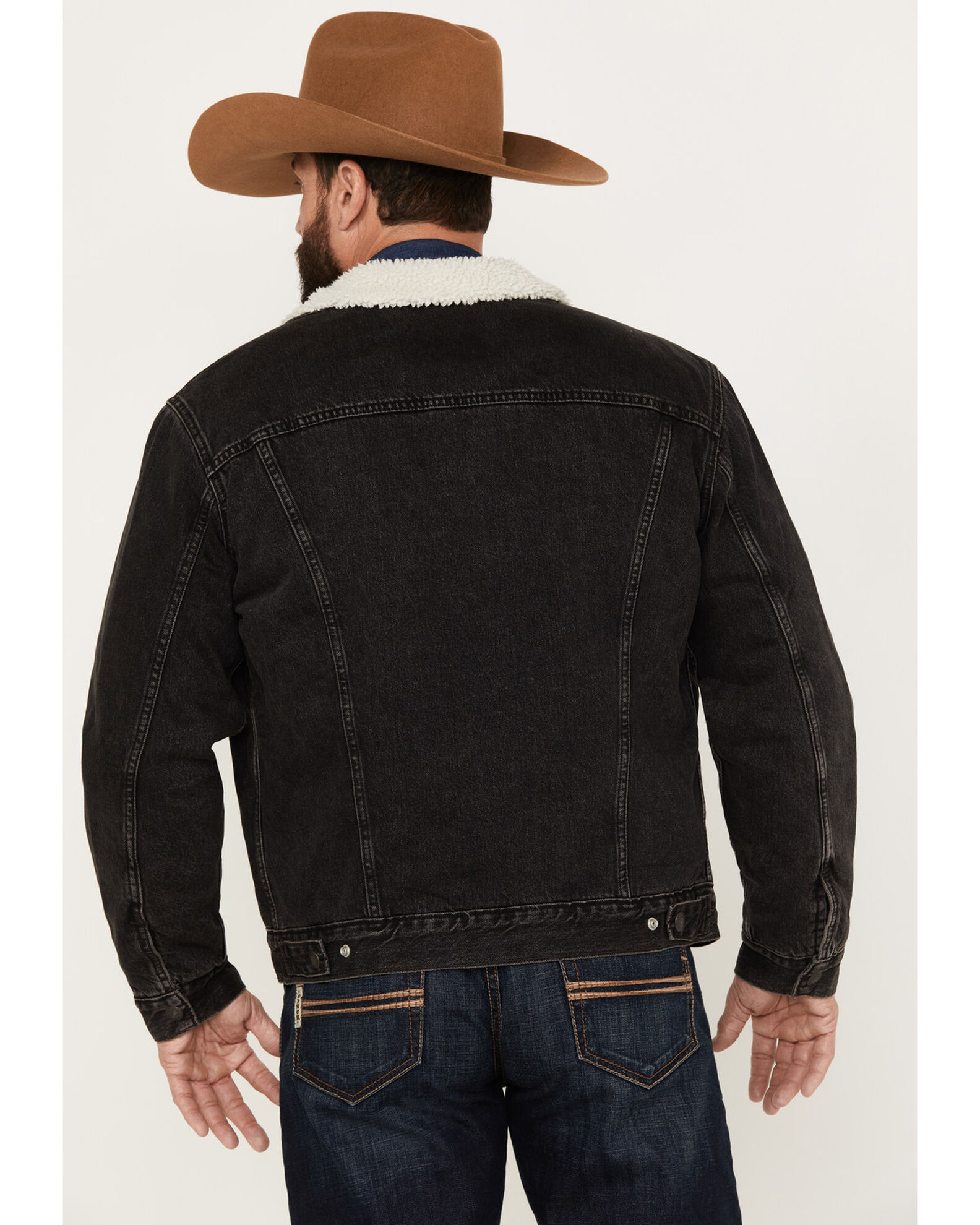 Image #4 - Levi's Men's Sherpa Trucker Solid Jacket, Black, hi-res