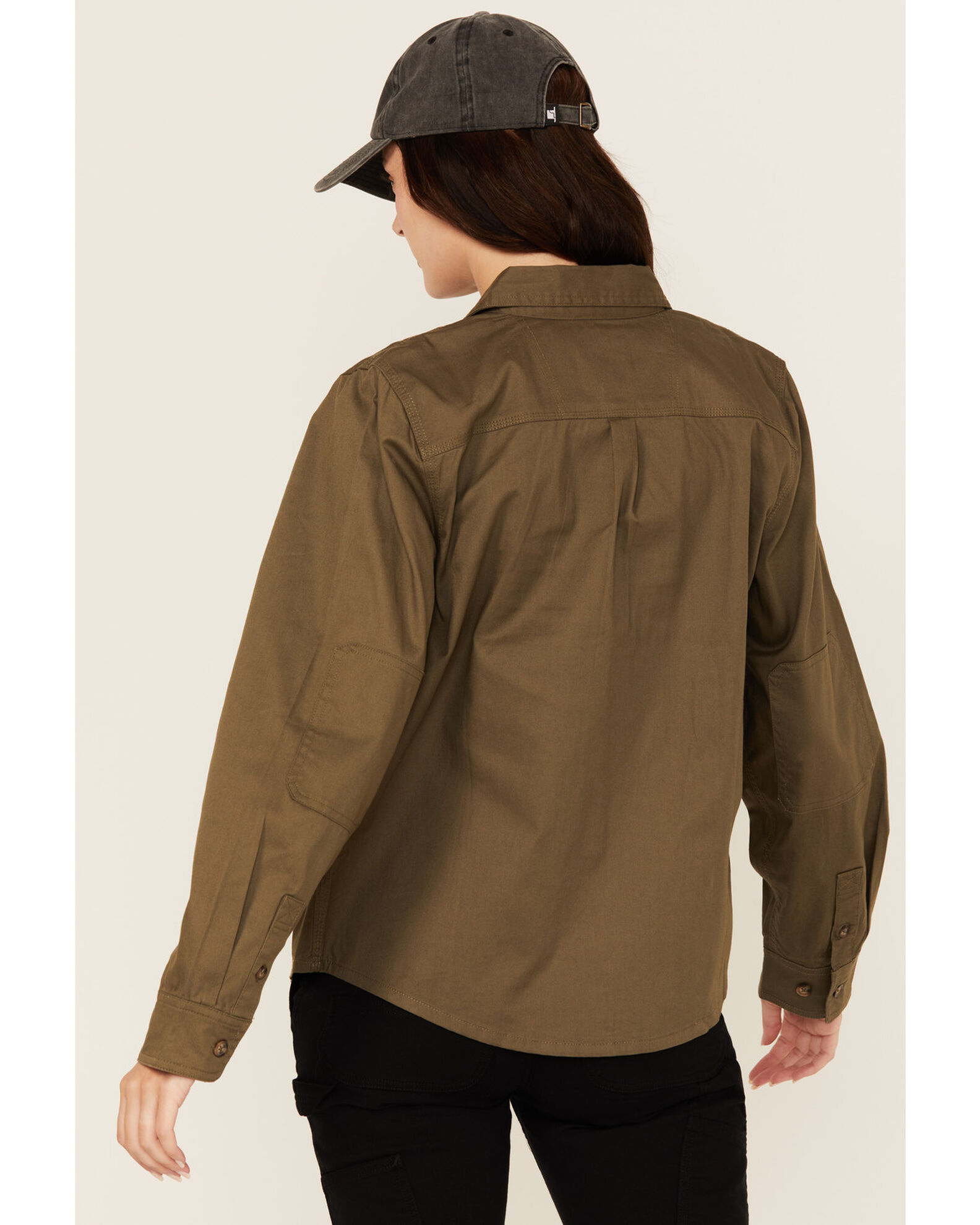 Image #4 - Lucky Brand Workwear Women's Solid Twill Long Sleeve Button-Down Stretch Work Shirt, Olive, hi-res