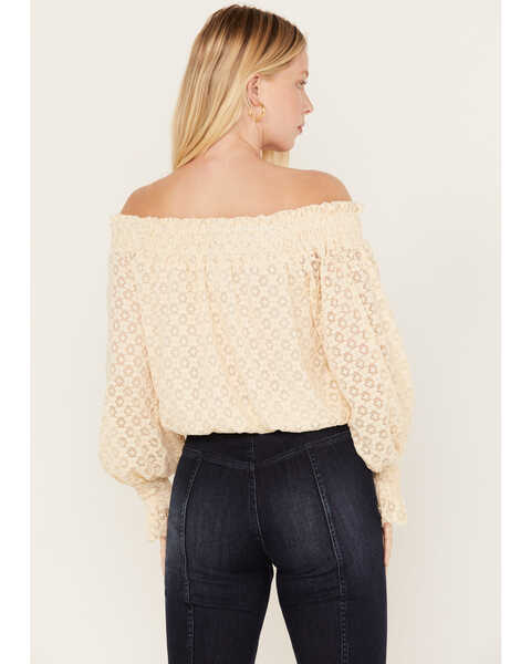 Image #4 - Wild Moss Women's Off The Shoulder Lace Top, Ivory, hi-res