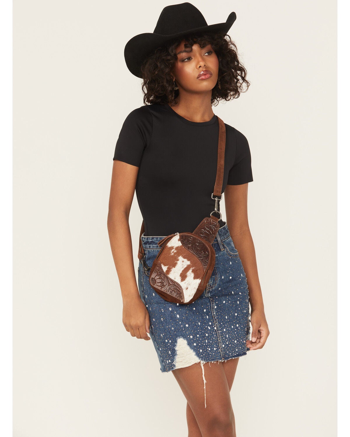 Shyanne Women's Hallie Hairon Crossbody Sling Bag, Brown, hi-res