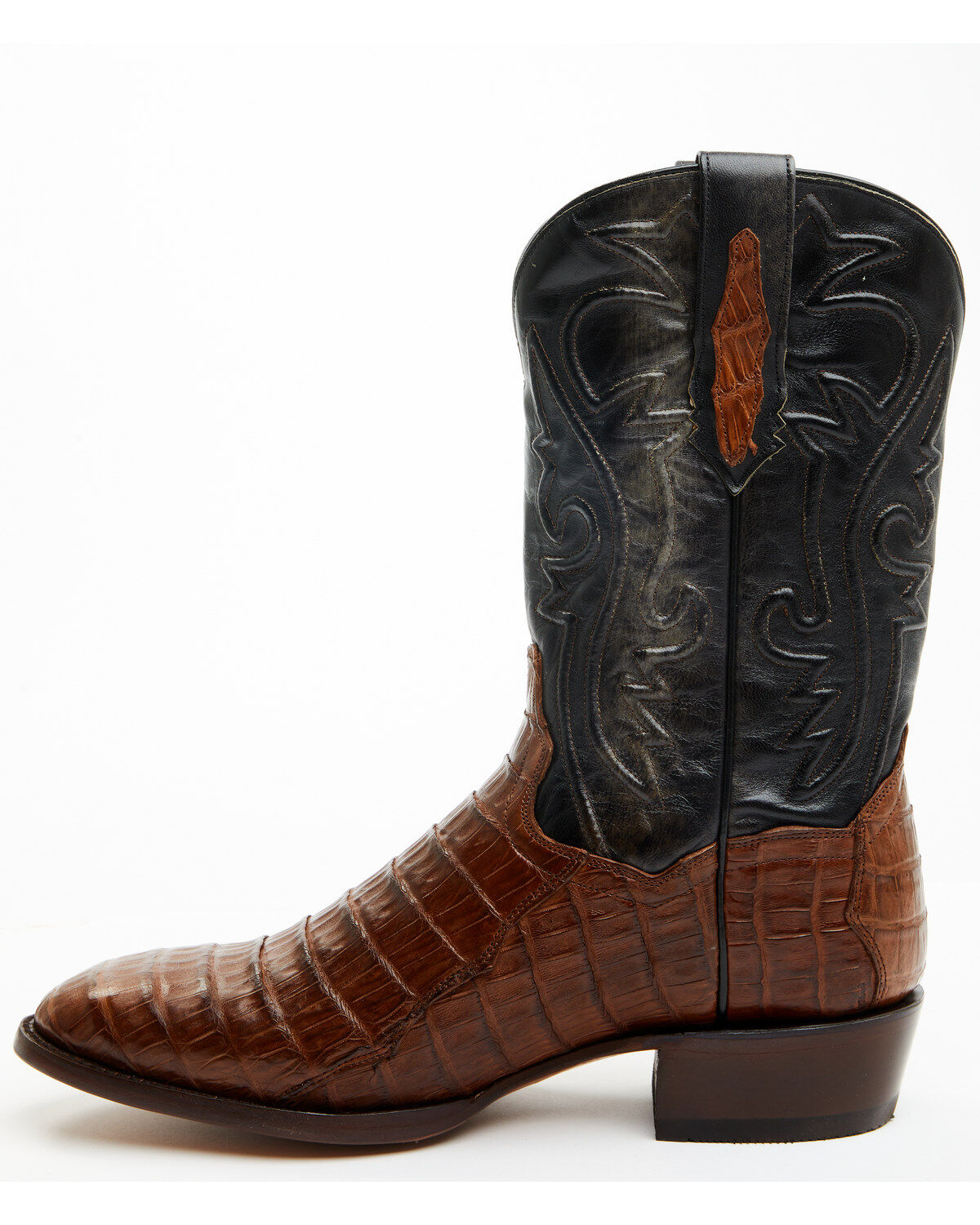 Image #3 - Dan Post Men's 12" Exotic Caiman Western Boots - Round Toe, Brown, hi-res