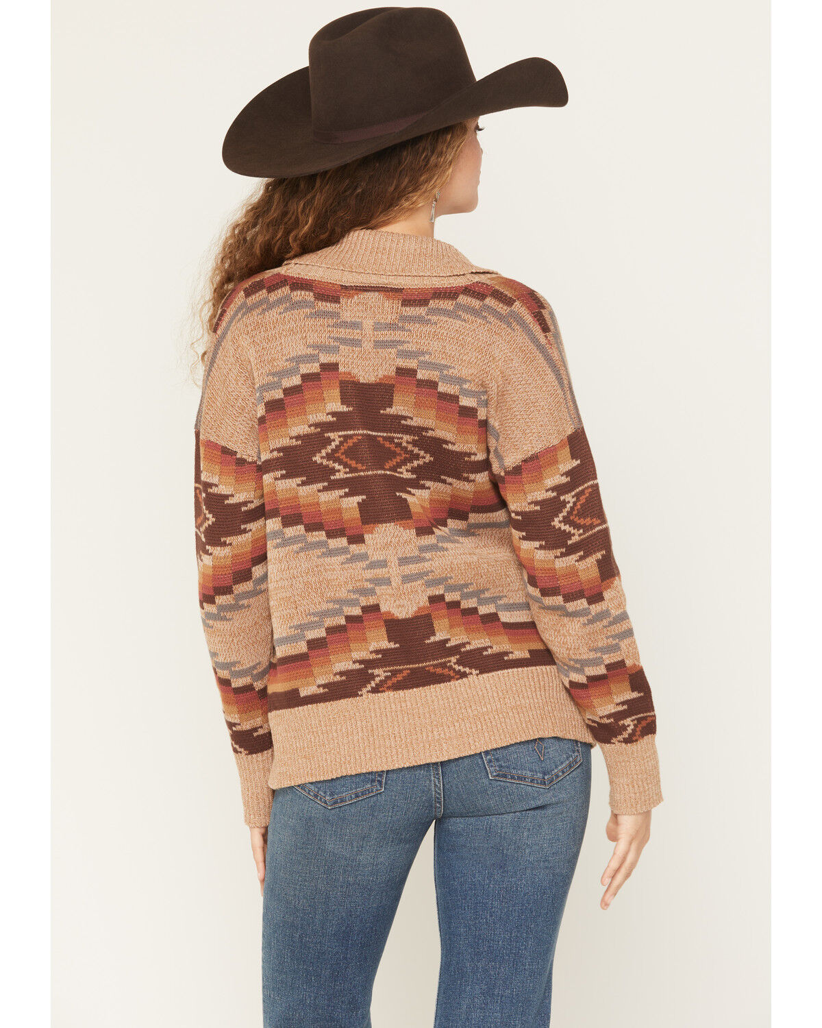 Image #4 - Cotton & Rye Women's Southwestern Print Button-Down Cardigan, Brown, hi-res