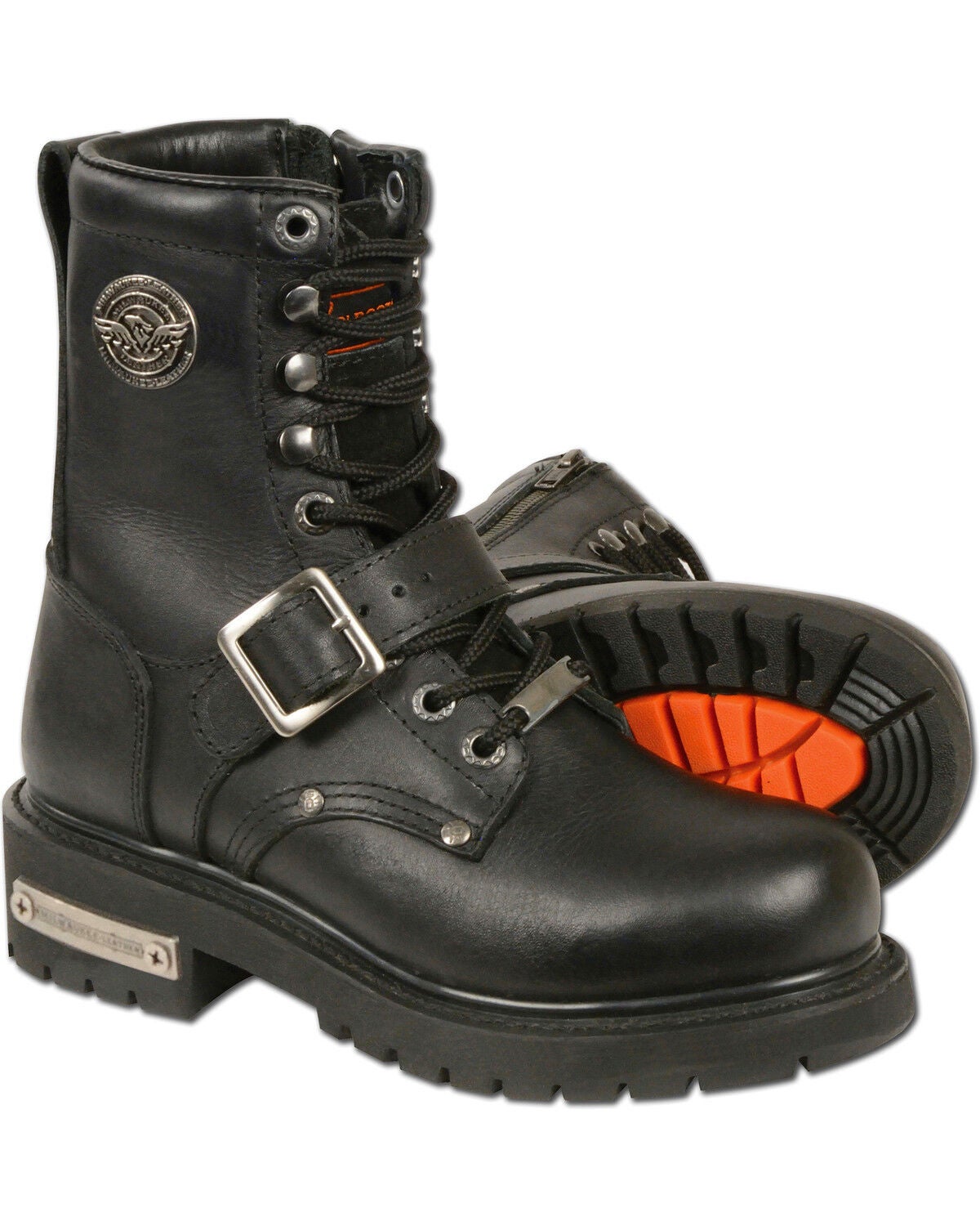 Milwaukee Leather Women's Buckled and Lace-to-Toe Boots - Square Toe, Black, hi-res