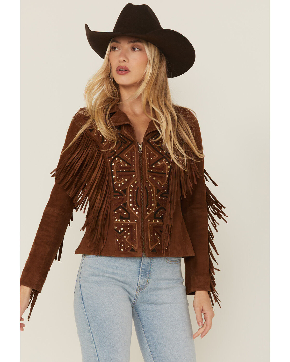 Image #2 - Wonderwest Women's Suede Southwestern Fringe Jacket, , hi-res