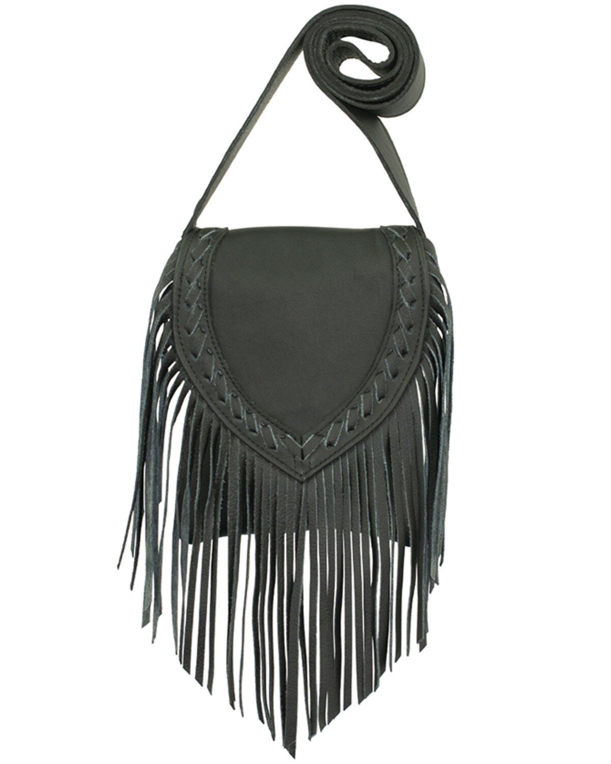 American West Women's Fringe Saddle Crossbody, Black, hi-res