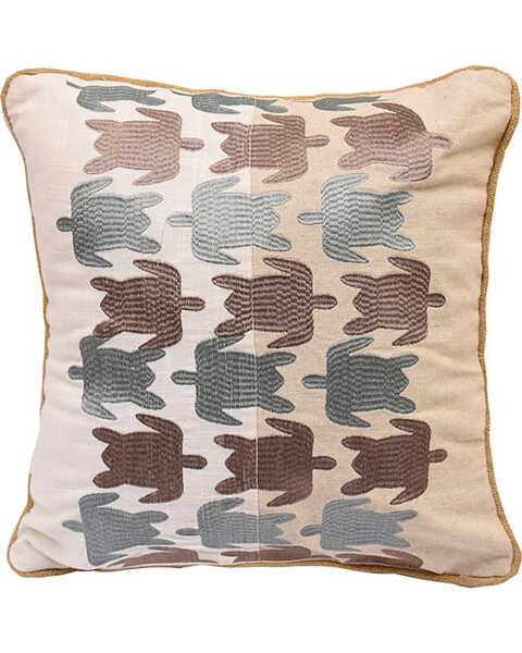 Image #1 - HiEnd Accents Turtle Embroidered Linen Pillow, Multi, hi-res