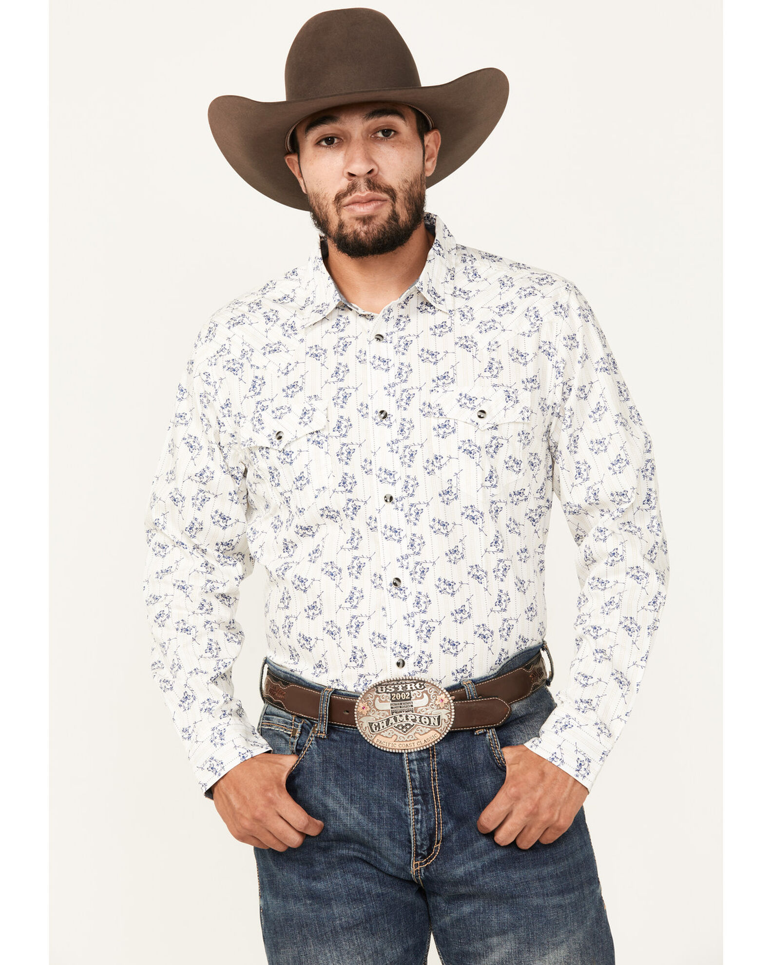 Cody James Men s Axle Floral Print Long Sleeve Snap Western Shirt