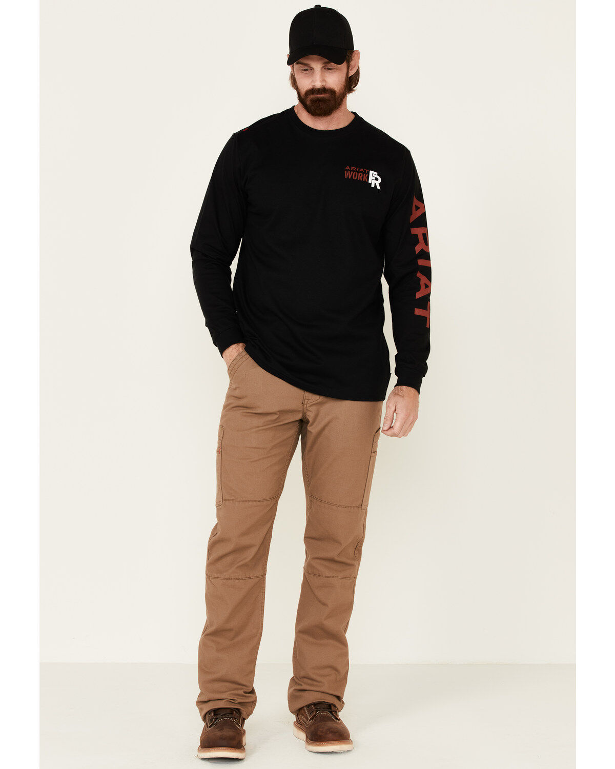 Image #2 - Ariat Men's FR Logo Crew Neck Long Sleeve Shirt, , hi-res