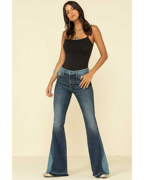 Image #1 - Driftwood Women’s Medium Wash Patchwork Flare Jeans, , hi-res
