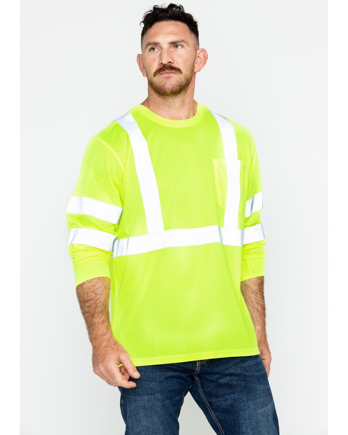 Hawx Men's Reflective Long Sleeve Work Tee, Yellow, hi-res