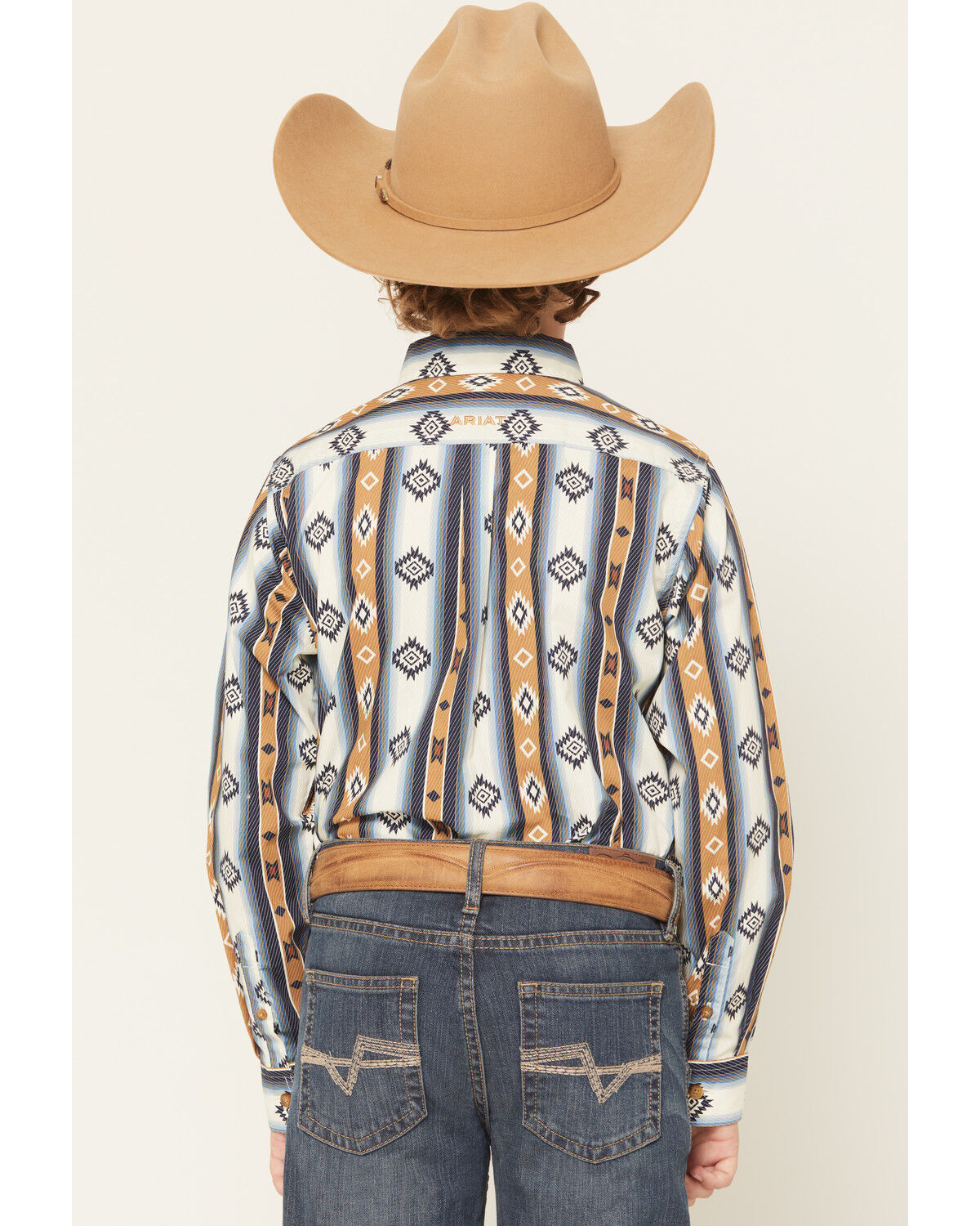 Ariat Boys' Striped Southwestern Long Sleeve Button-Down Western Shirt