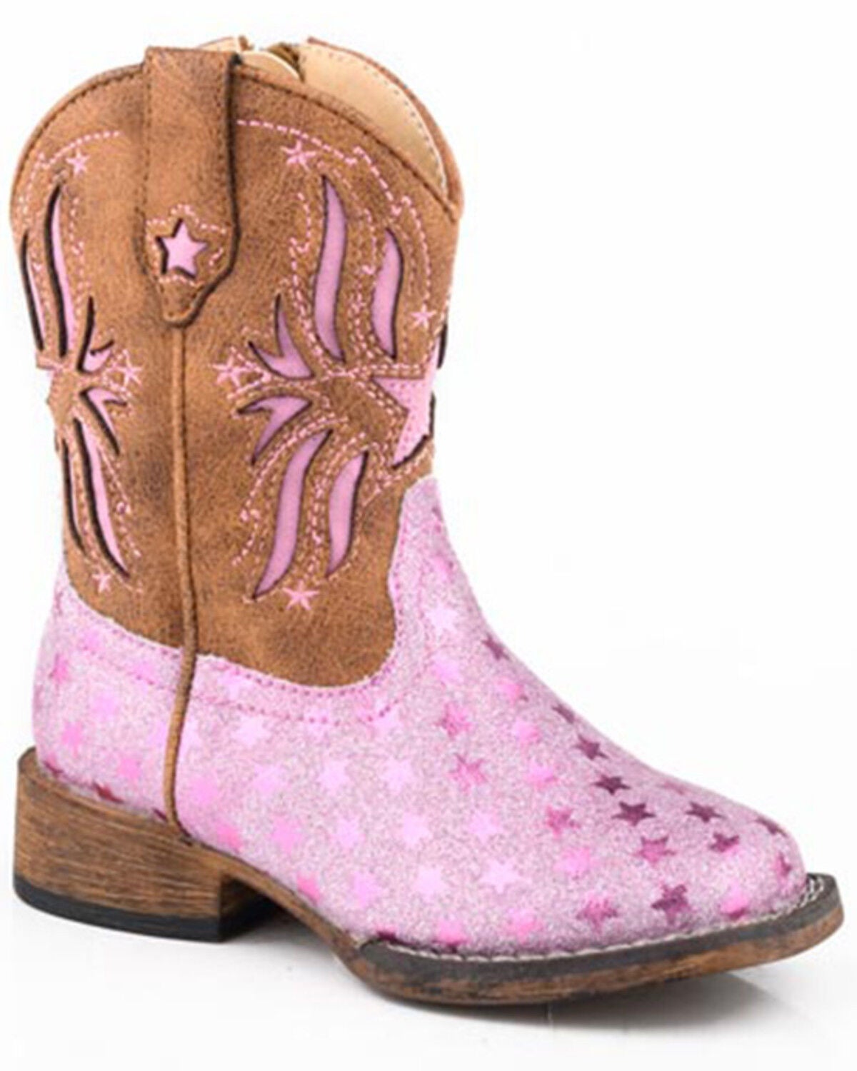 Roper Toddler Girls' Starlet Western Boots - Broad Square Toe, Pink, hi-res