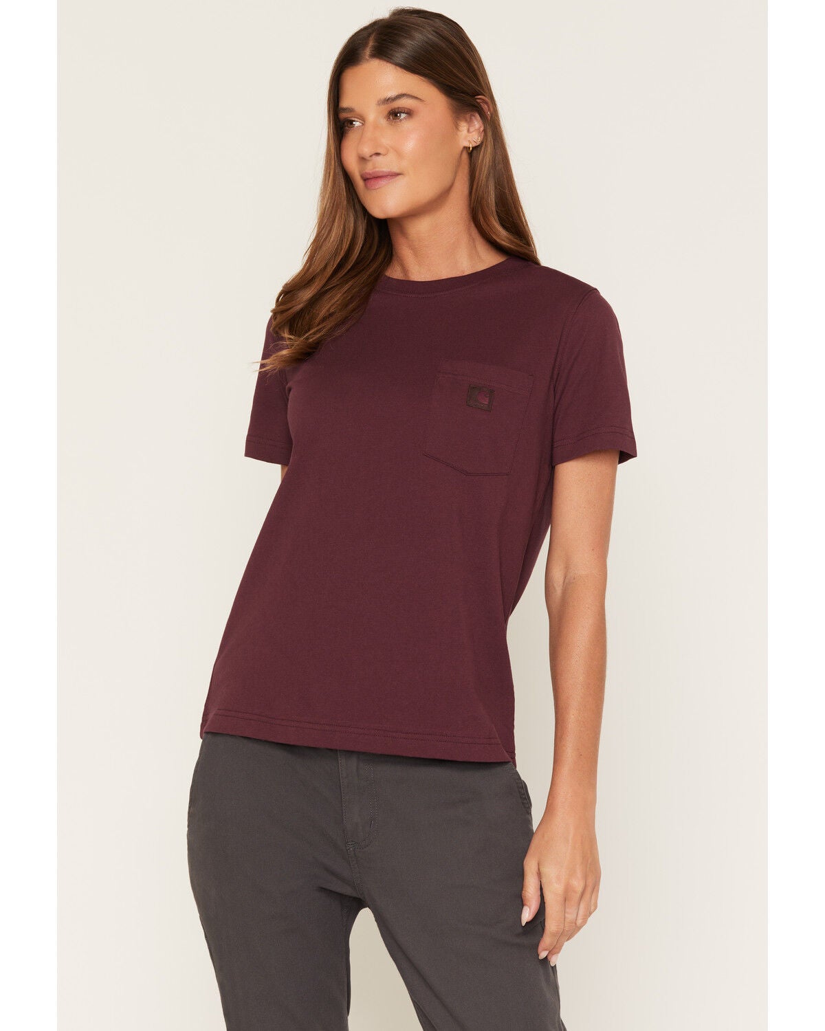 Carhartt Women's Durham Short Sleeve Work Overshirt, Burgundy, hi-res