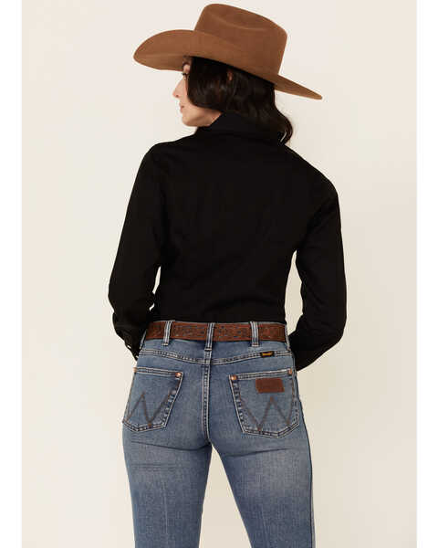 Cinch Women's Western Weave Pocket Shirt, Black, hi-res