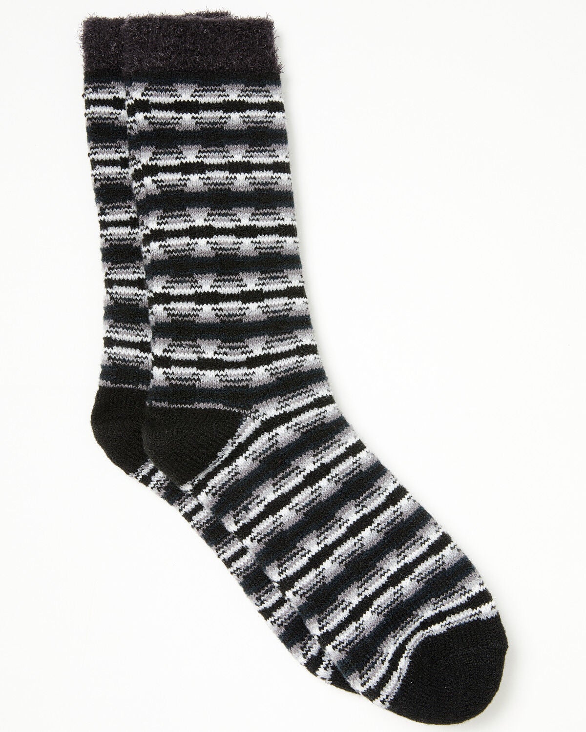 Cody James Men's Onyx Southwestern Print Cozy Crew Socks, Black, hi-res