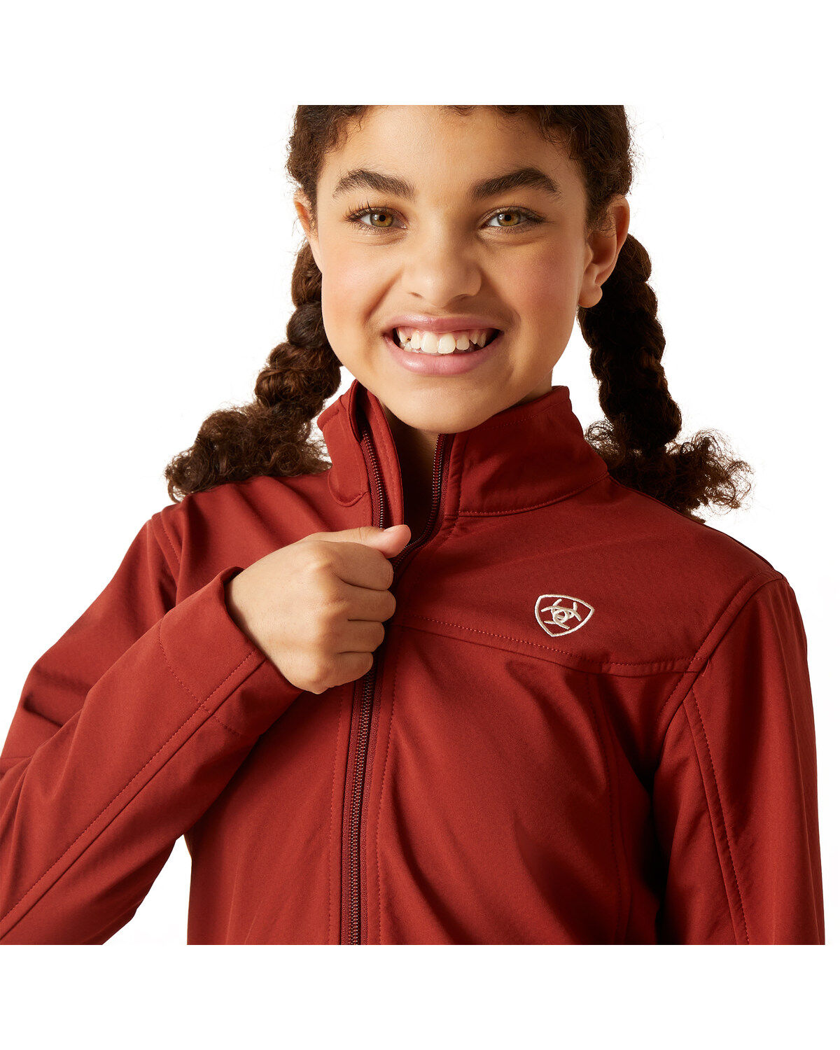 Image #3 - Ariat Girls' New Team Softshell Jacket, Rust Copper, hi-res