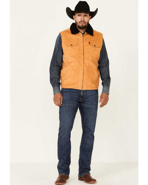 Image #2 - Cinch Men's Gold Sherpa-Lined Corduroy Zip-Front Vest , Brown, hi-res