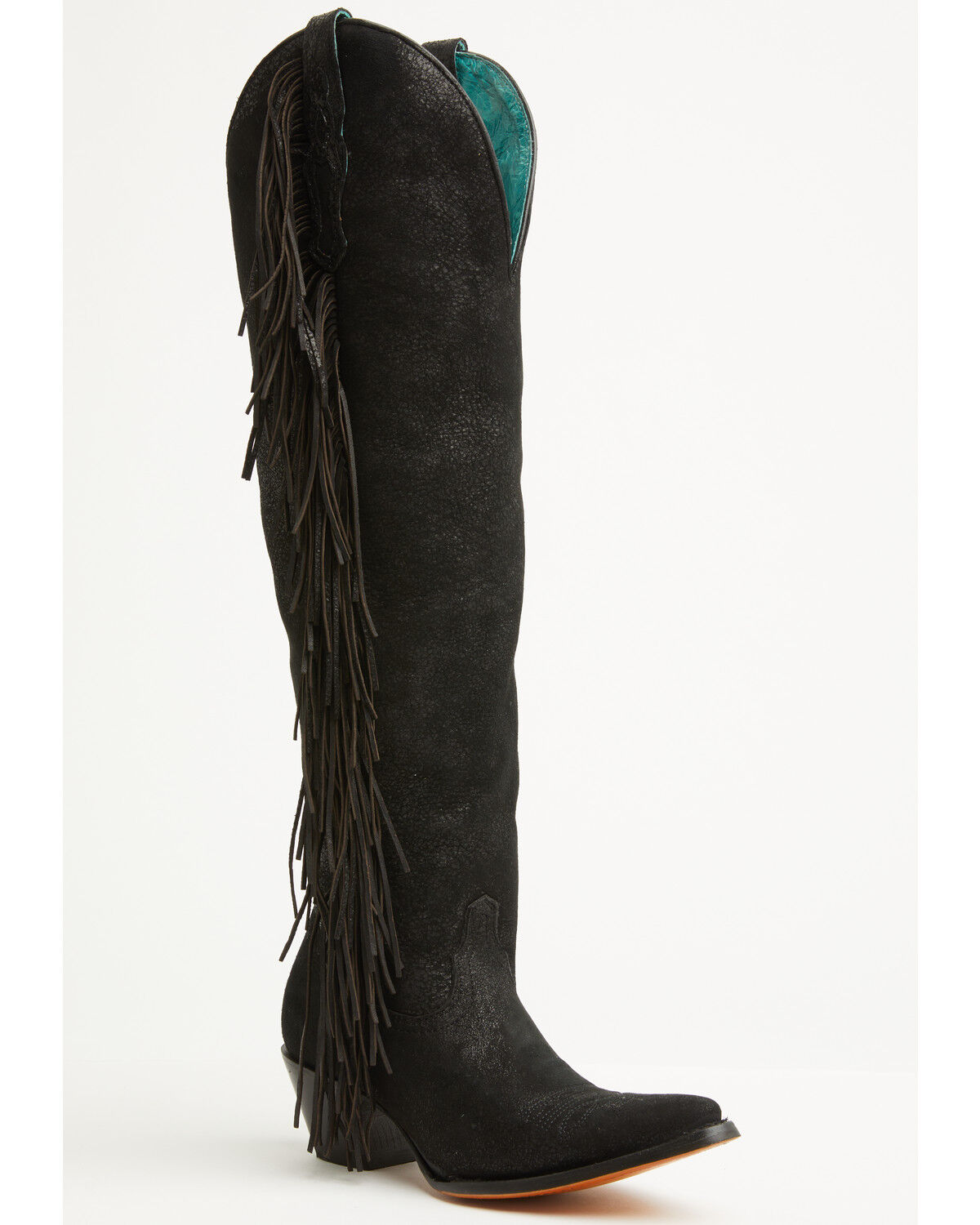Image #1 - Corral Women's Fringe Tall Western Boots - Snip Toe, Black, hi-res
