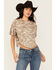 Image #1 - Youth in Revolt Women's Camo Print Short Sleeve Seamed Tee, Grey, hi-res