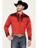 Image #1 - Scully Men's Embroidered Red Retro Long Sleeve Western Shirt, , hi-res