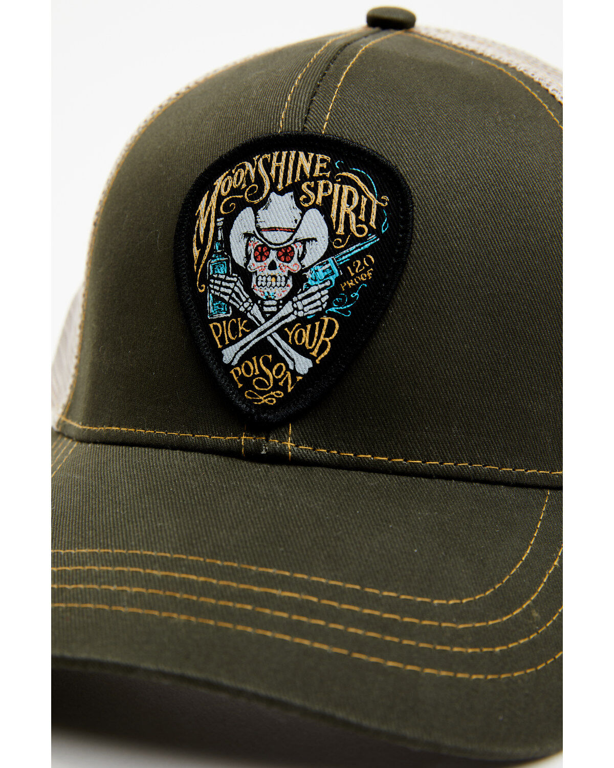 Moonshine Spirit Men's Skull Guitar Pick Logo Embroidered