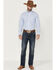 Rough Stock By Panhandle Men's Dobby Geo Print Long Sleeve Button Down Western Shirt , Light Blue, hi-res