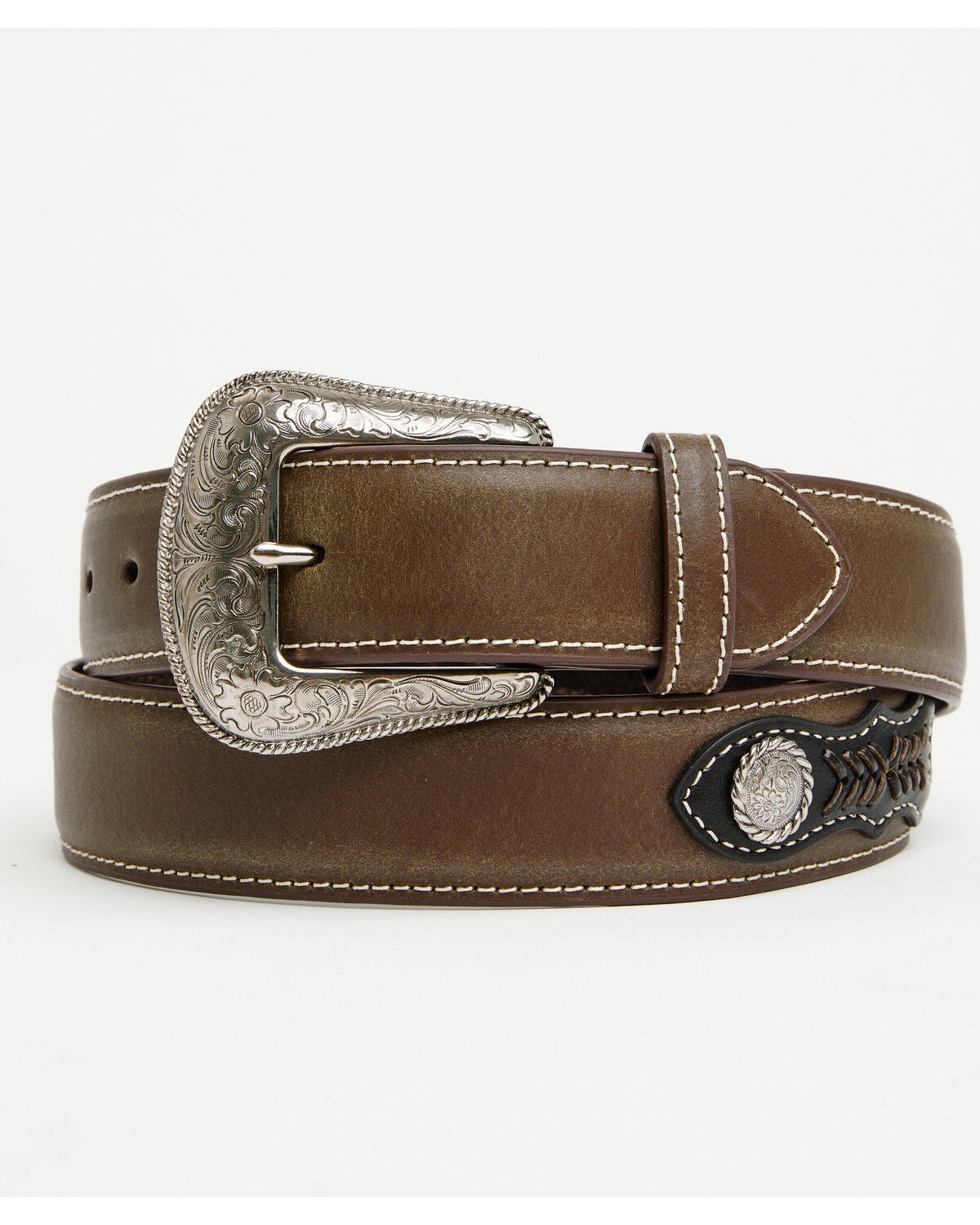 Nocona Men’s Buffalo Concho Inlay Belt – 1-1/2 Inch Western Style Belt With Triple-Snap Buckle