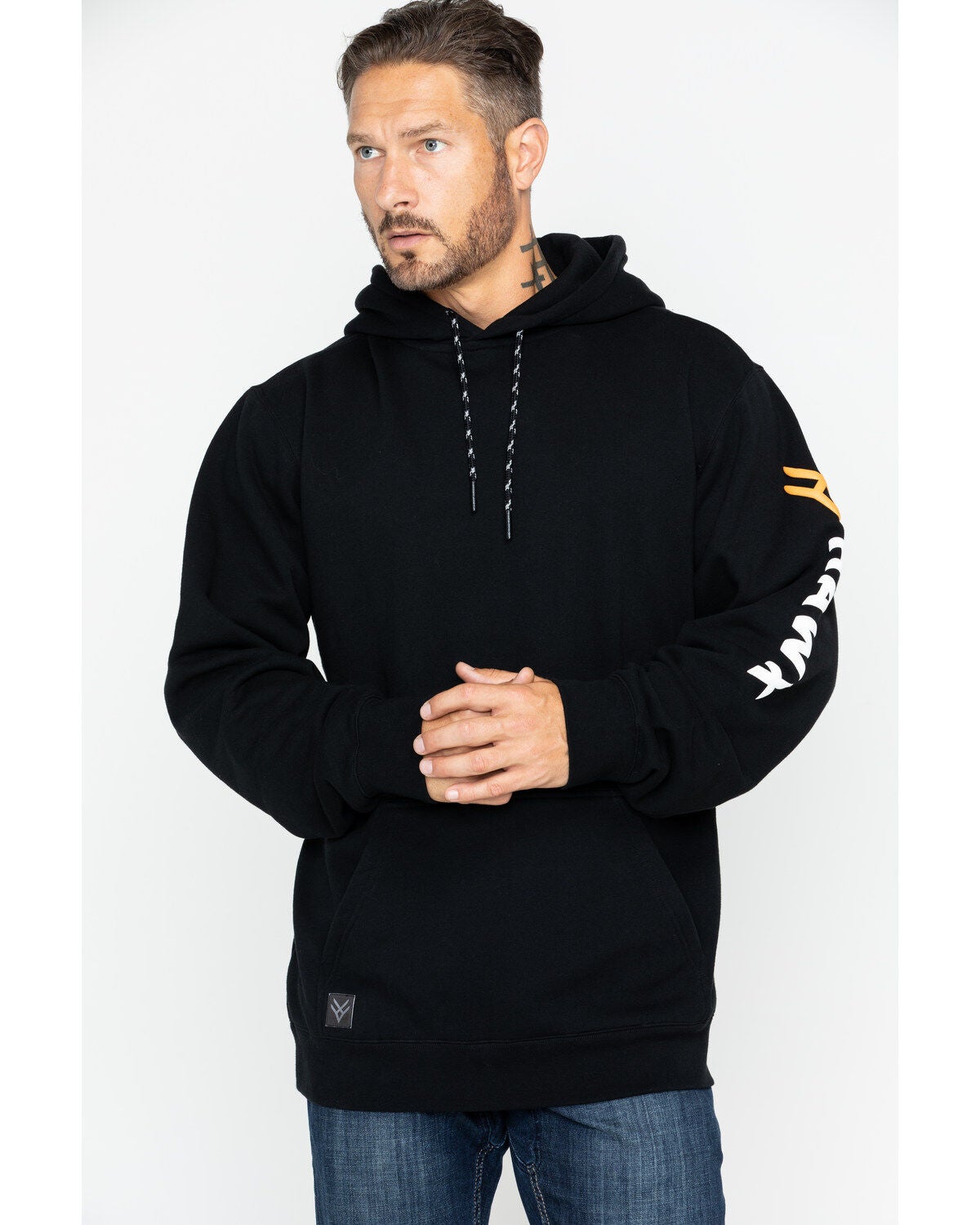 Hawx Men's Logo Sleeve Hooded Work Sweatshirt - Big, Black, hi-res