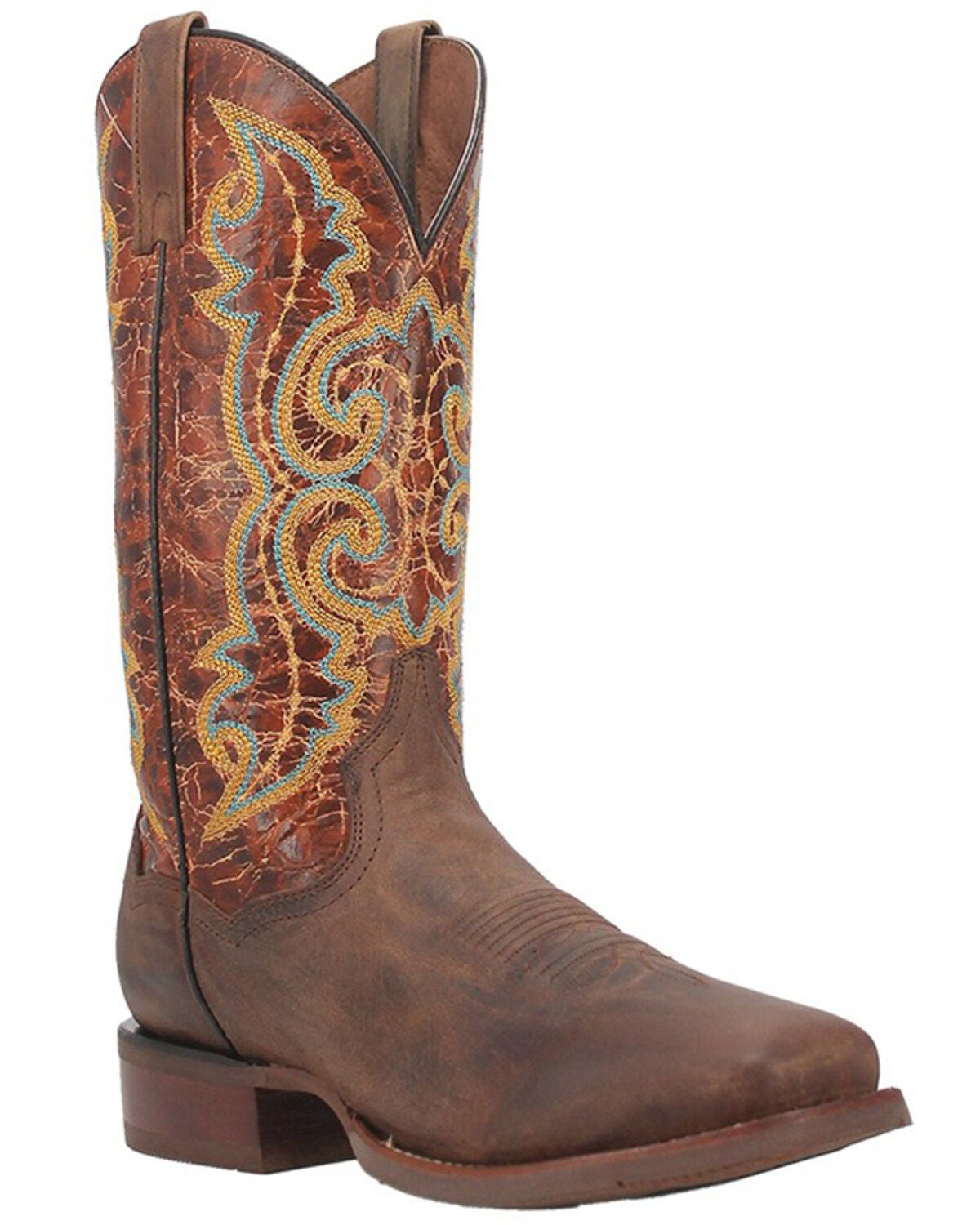 Dan Post Men's Bullhead Crackle Western Performance Boots - Broad Square Toe, Rust Copper, hi-res