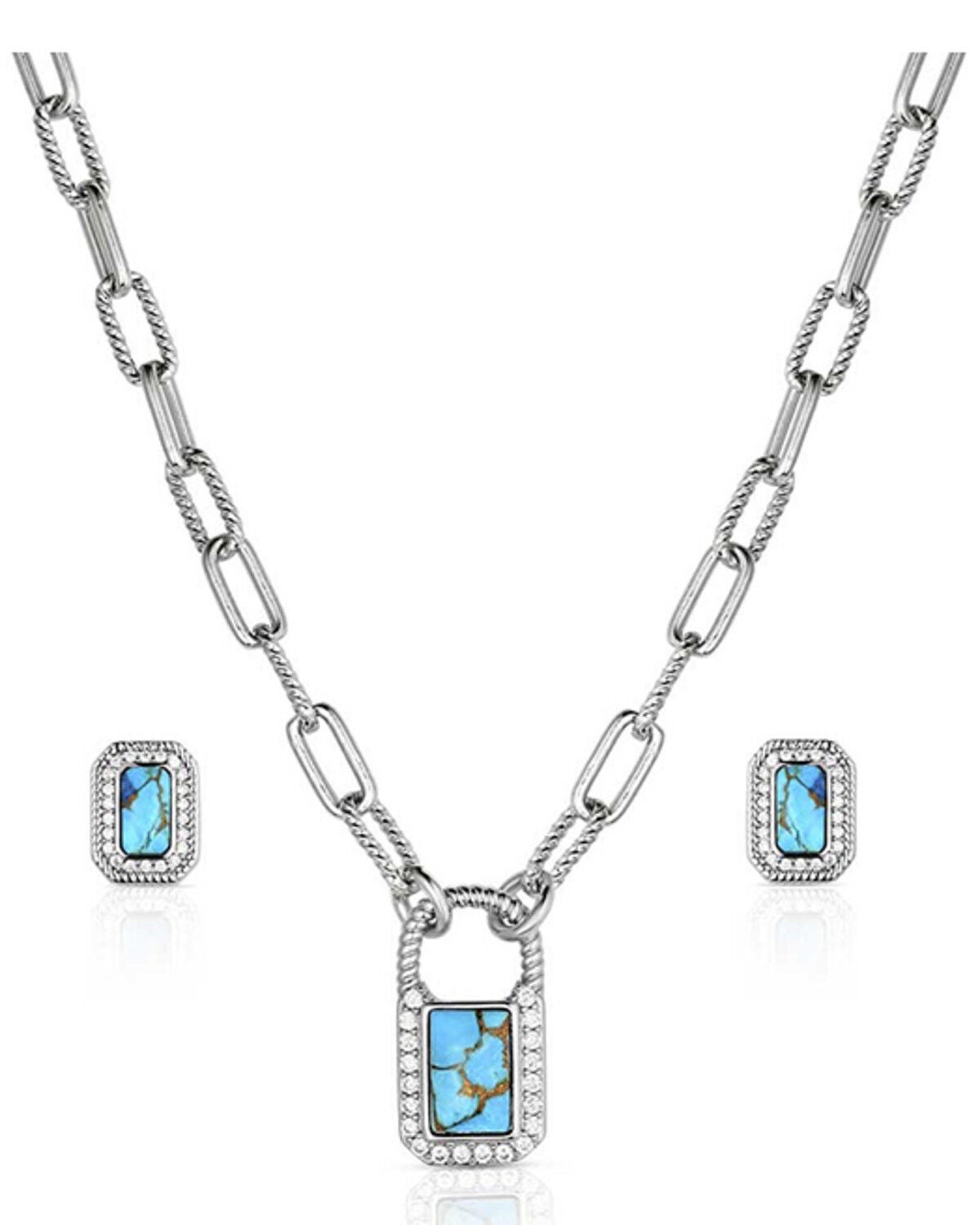 Montana Silversmiths Women's Turquoise Glam Jewelry Set, Silver, hi-res